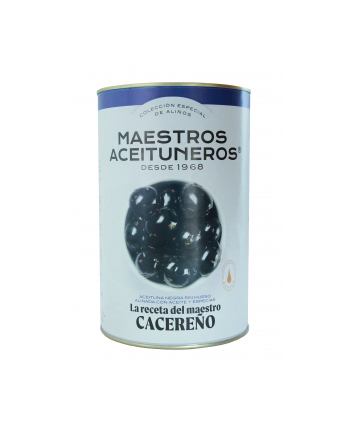 Oliwki MAESTROS CACARENO puszka 4200g czarne bez pestki w oliwie z przyprawami