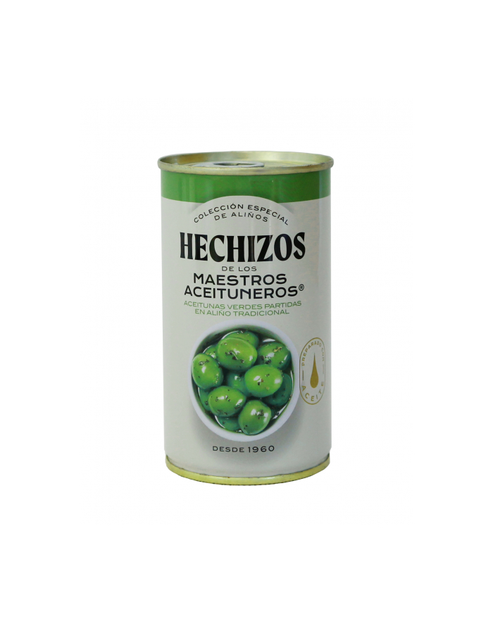 Oliwki MAESTROS HECHIZOS puszka 350g zielone z pestką w zalewie ziołowej