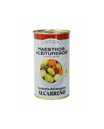Oliwki MAESTROS ALCARRENO puszka 350g zielone z pestką w słodko-słonej marynacie z warzyw i owoców