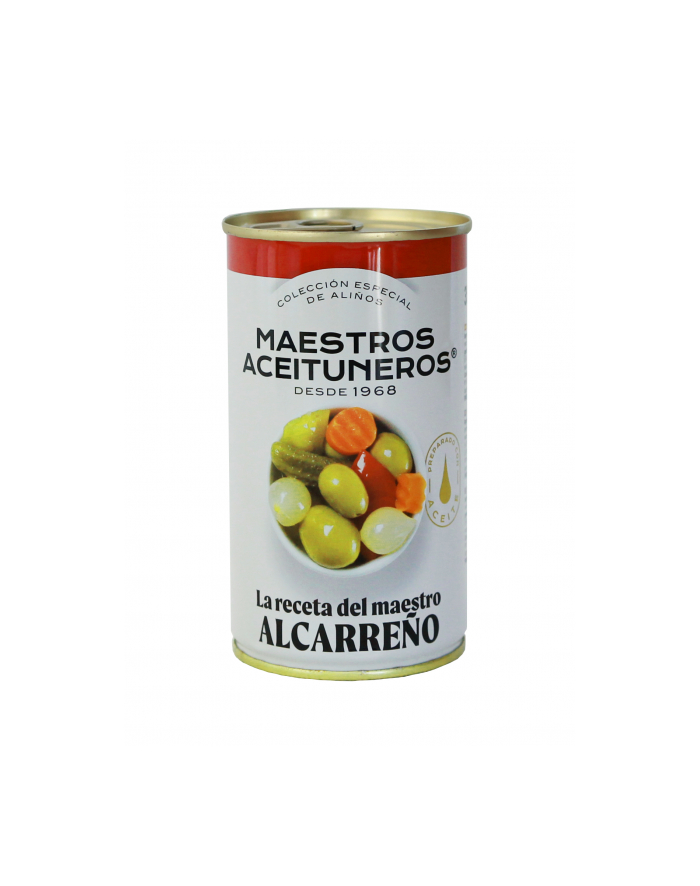Oliwki MAESTROS ALCARRENO puszka 350g zielone z pestką i warzywami w słodko-słonej marynacie