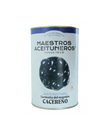 Oliwki MAESTROS CACERENO puszka  320g czarne bez pestki w oliwie z przyprawami