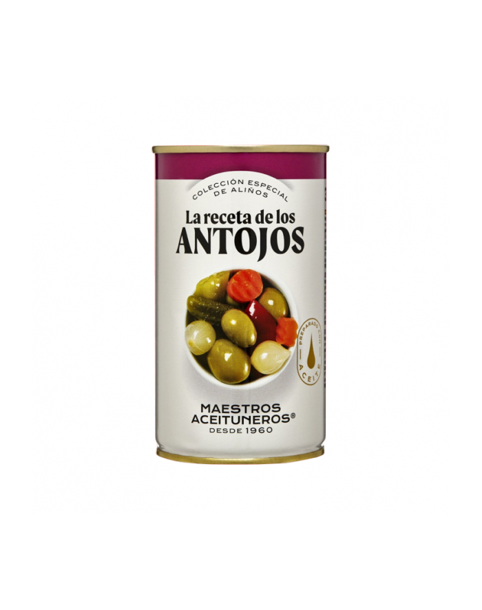 Oliwki MAESTROS ANTOJOS (ALCARRENO) puszka 4,2kg zielone z pestką i warzywami w słodko-słonej marynacie główny