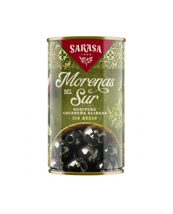 Oliwki SARASA Morenas Del Sur puszka 320g czarne oliwki bez pestki w zalewie z przyprawami