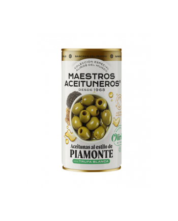 Oliwki MAESTROS PIAMONTE puszka 320g zielone bez pestki / oliwka gordal bez pestki, z esencją z białych trufli