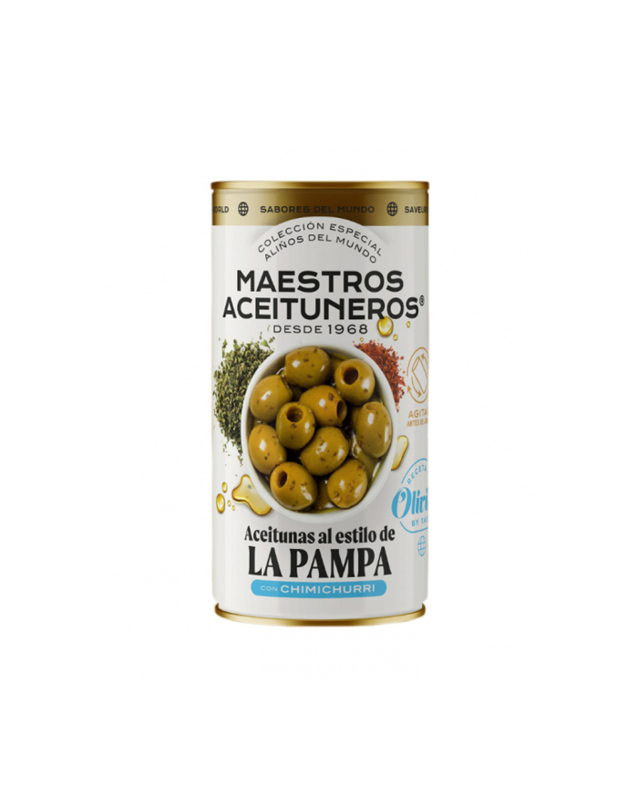 Oliwki MAESTROS LA PAMPA puszka 4,2kg zielona bez pestki / oliwka z argentyńską przyprawą Chimichurri główny